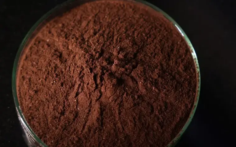 Cocoa powder in a glass dish