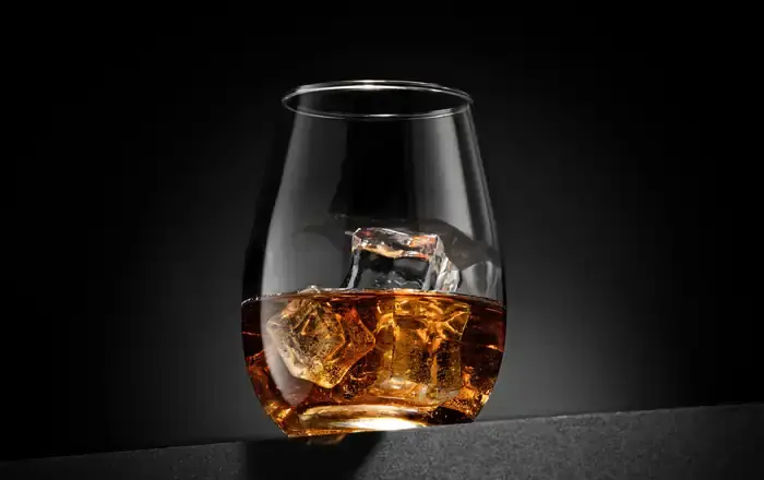Spirit in a glass with ice